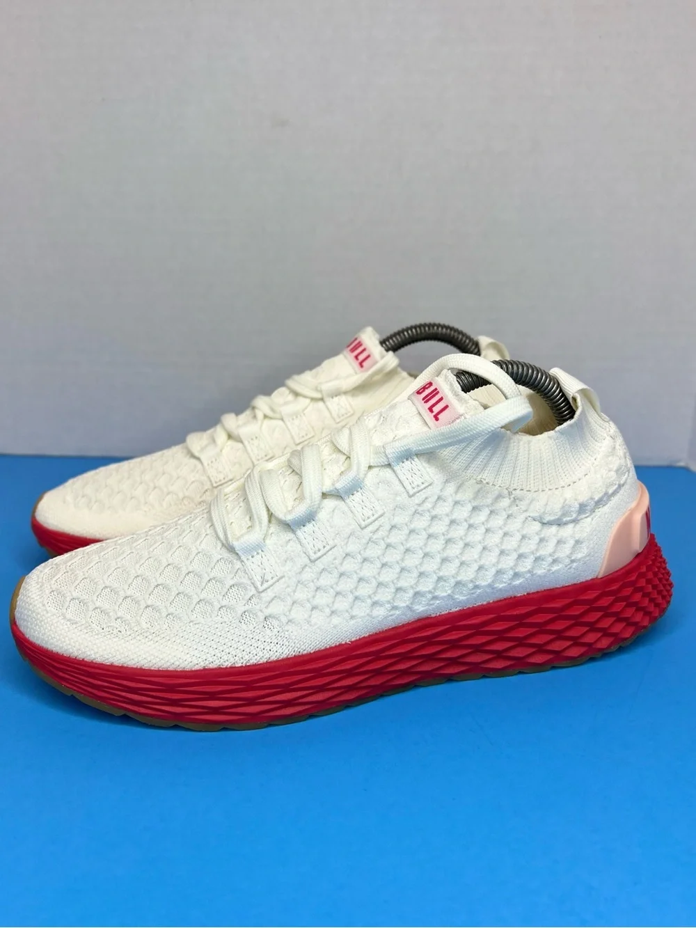 NOBULL Allday Knit Runner Womens Sneaker Classic White/Punch Sz 8.5M  NWOB
